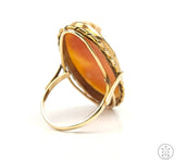 Large Antique 14k Yellow Gold Cameo Ring Size 8 Estate