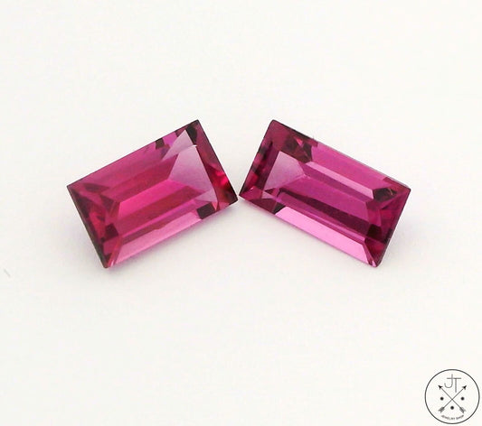 1.22 ctw Matched Pair Natural Rhodolite Garnet Baguette 6 x 3 mm Gemstones Certified Loose