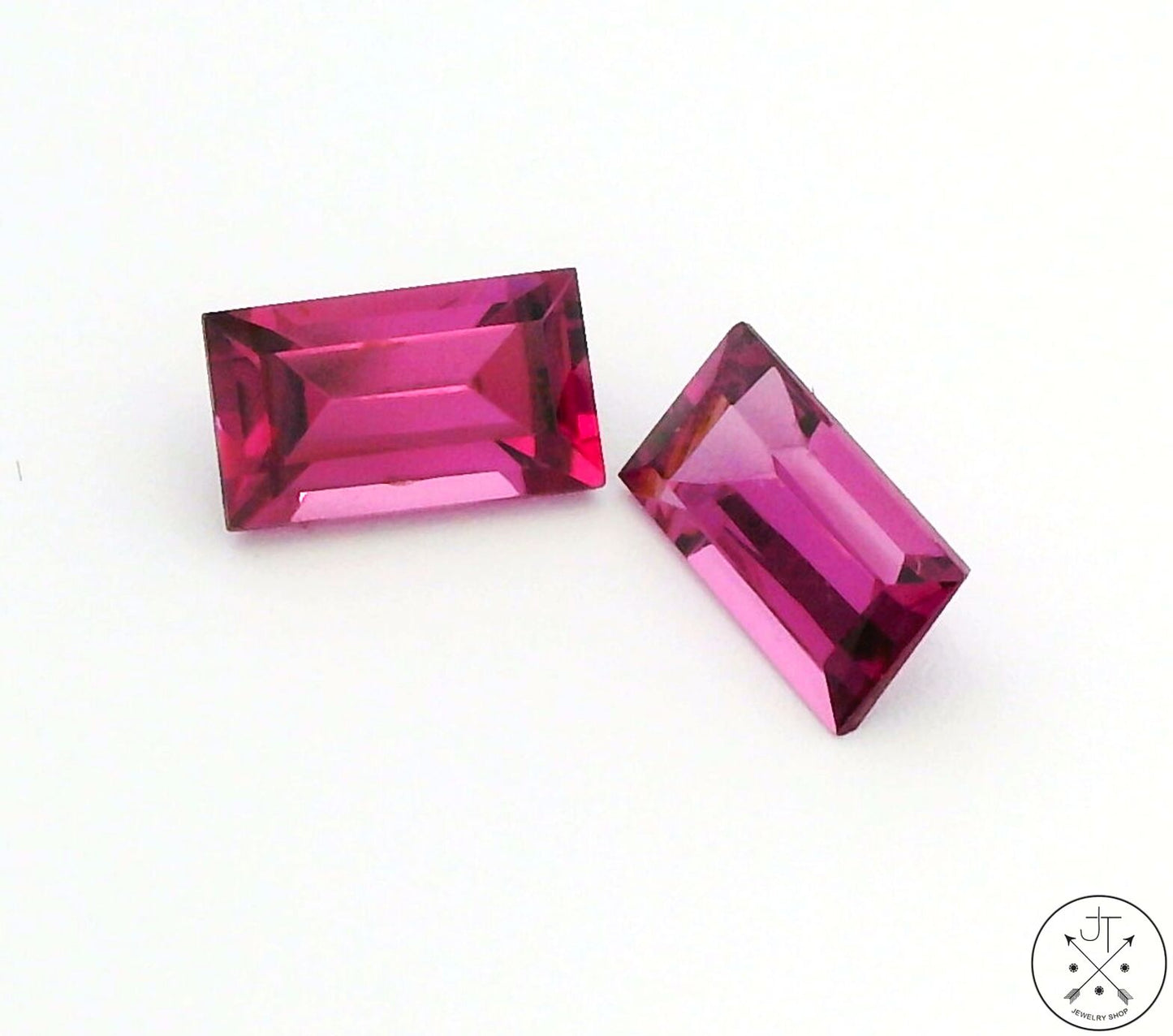1.22 ctw Matched Pair Natural Rhodolite Garnet Baguette 6 x 3 mm Gemstones Certified Loose