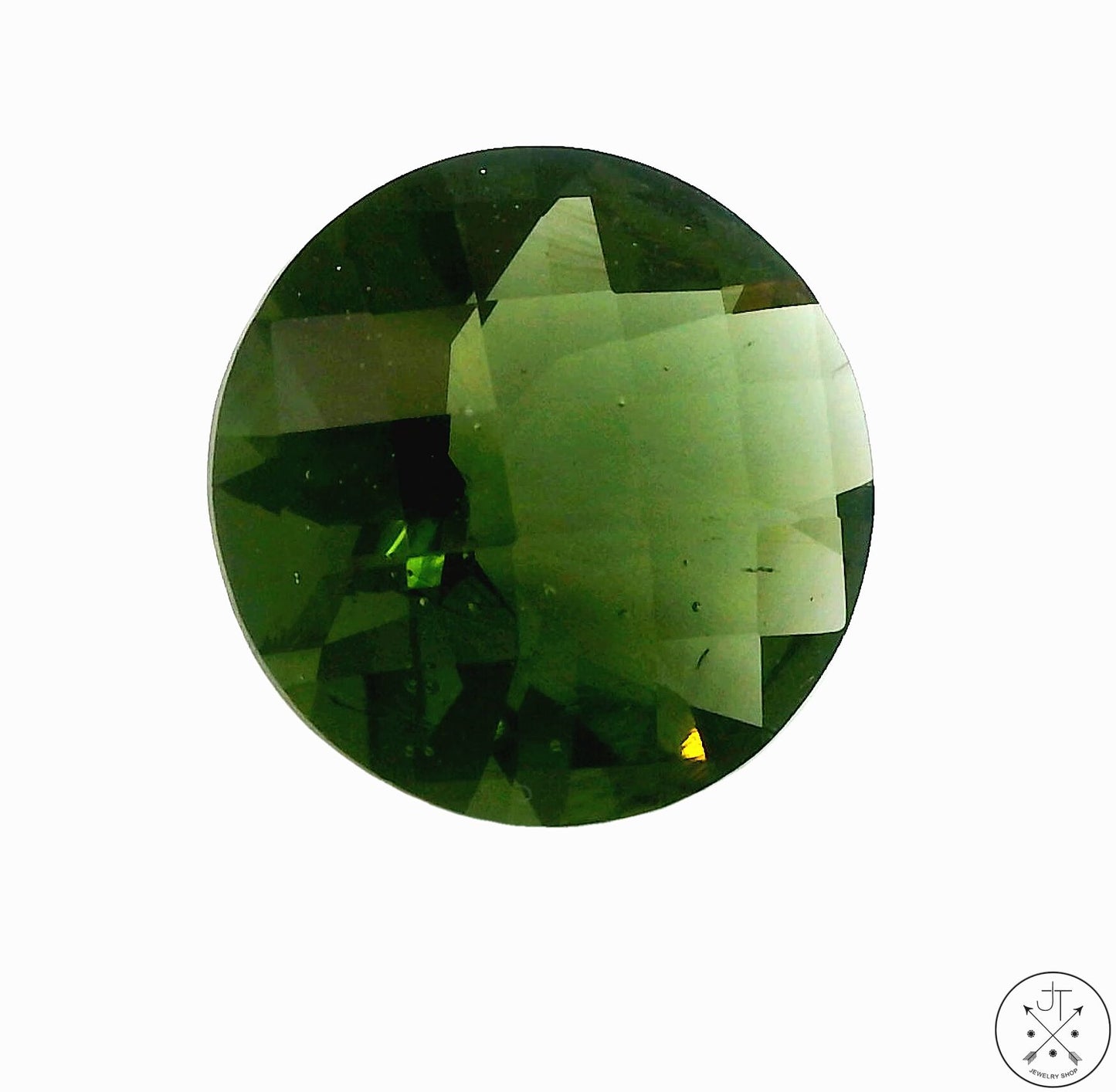 4.33 Carat Natural Moldavite Round Checkerboard 12 mm Gemstone Certified Loose