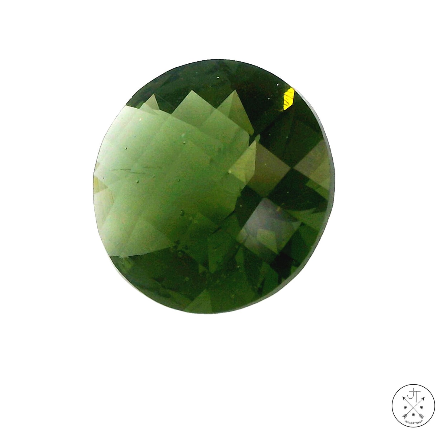 4.33 Carat Natural Moldavite Round Checkerboard 12 mm Gemstone Certified Loose