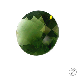 4.33 Carat Natural Moldavite Round Checkerboard 12 mm Gemstone Certified