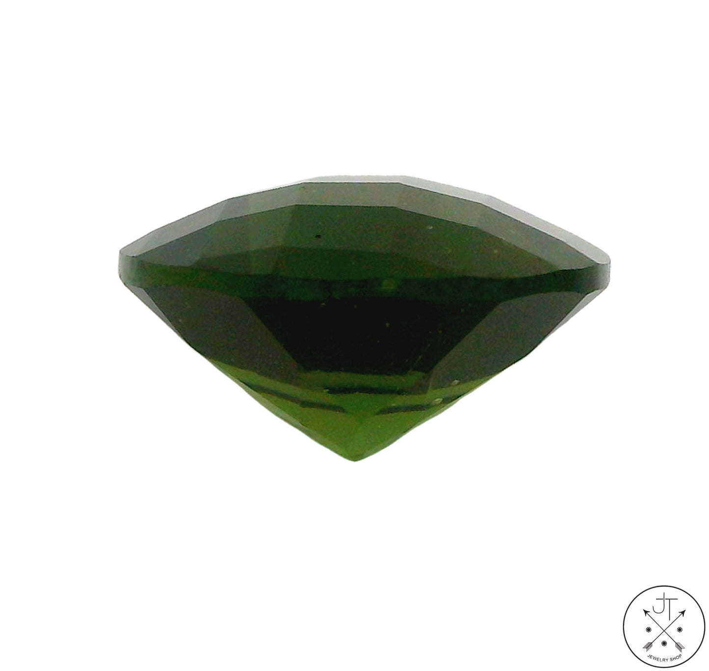 4.33 Carat Natural Moldavite Round Checkerboard 12 mm Gemstone Certified Loose