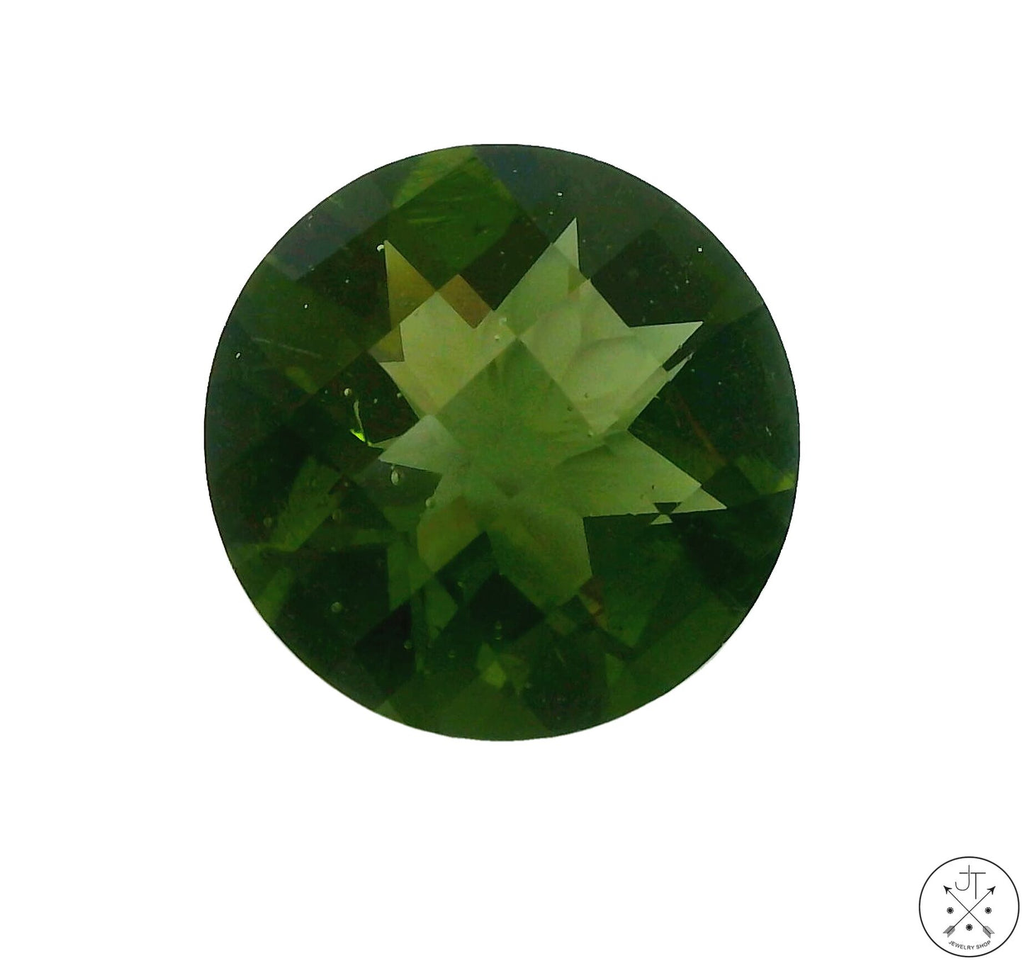 4.33 Carat Natural Moldavite Round Checkerboard 12 mm Gemstone Certified Loose