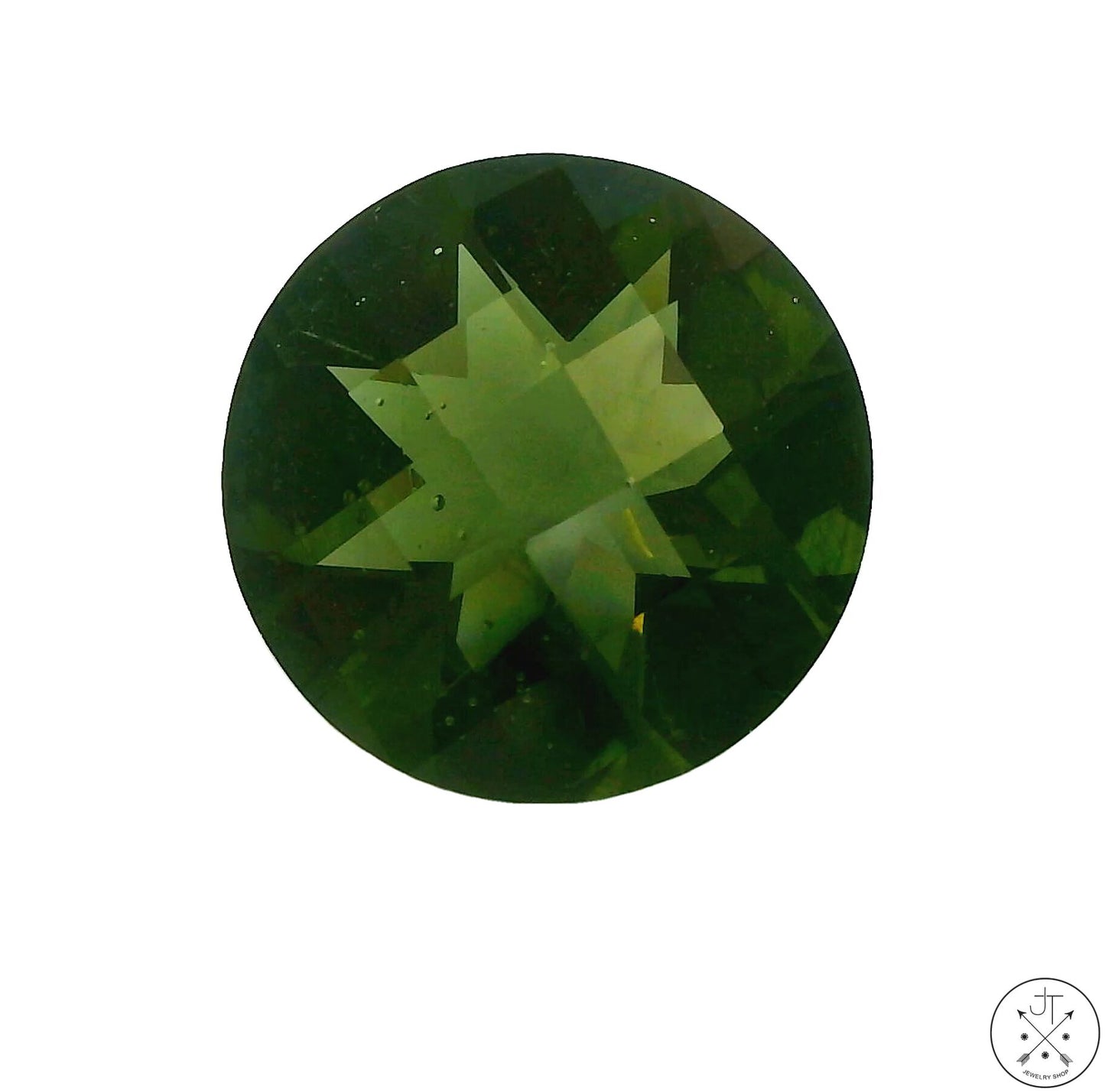 4.33 Carat Natural Moldavite Round Checkerboard 12 mm Gemstone Certified Loose