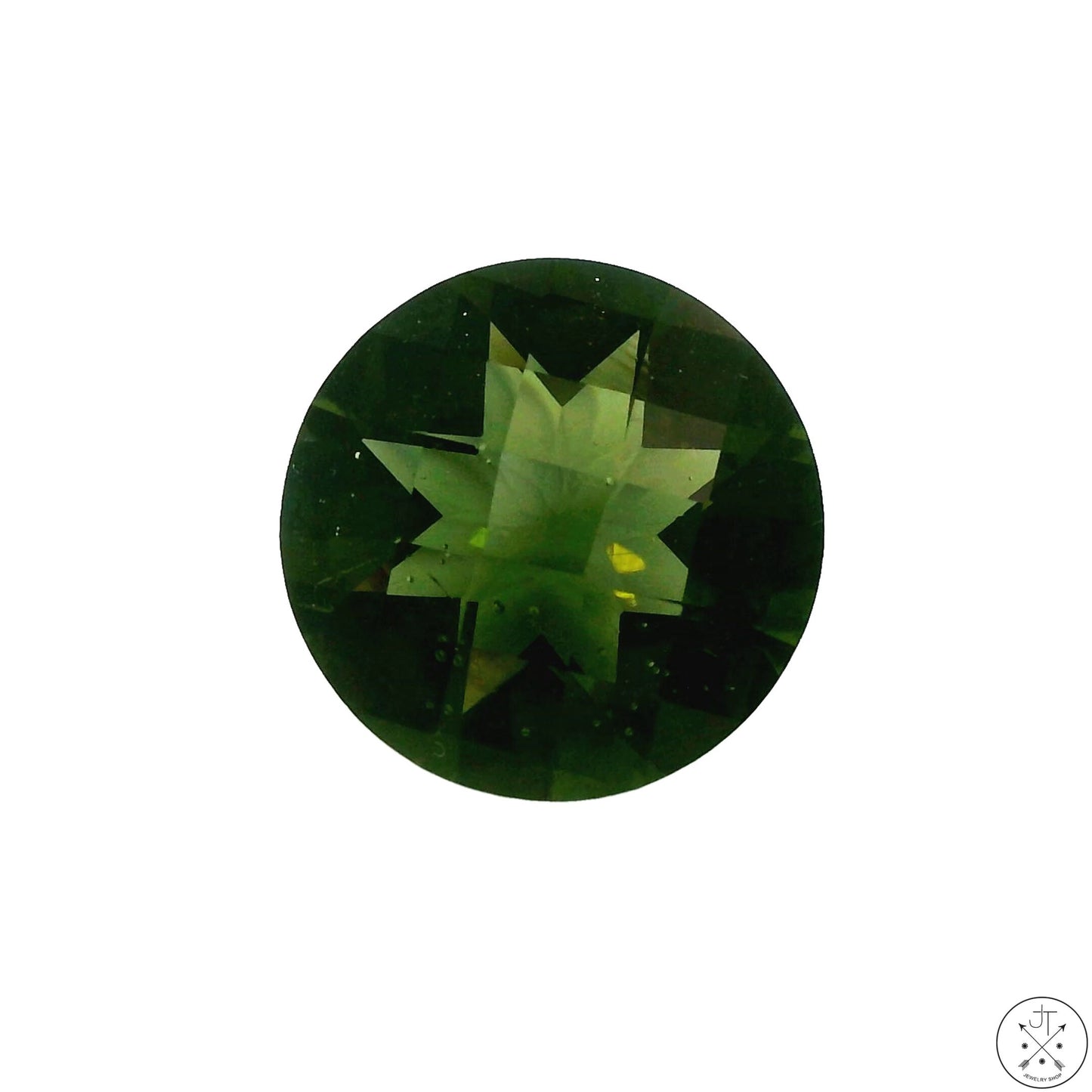 4.33 Carat Natural Moldavite Round Checkerboard 12 mm Gemstone Certified Loose