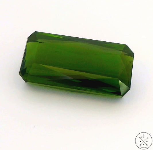 4.54 Carat Natural Green Tourmaline 13.5 x 7 mm Emerald cut Gemstone Certified Loose