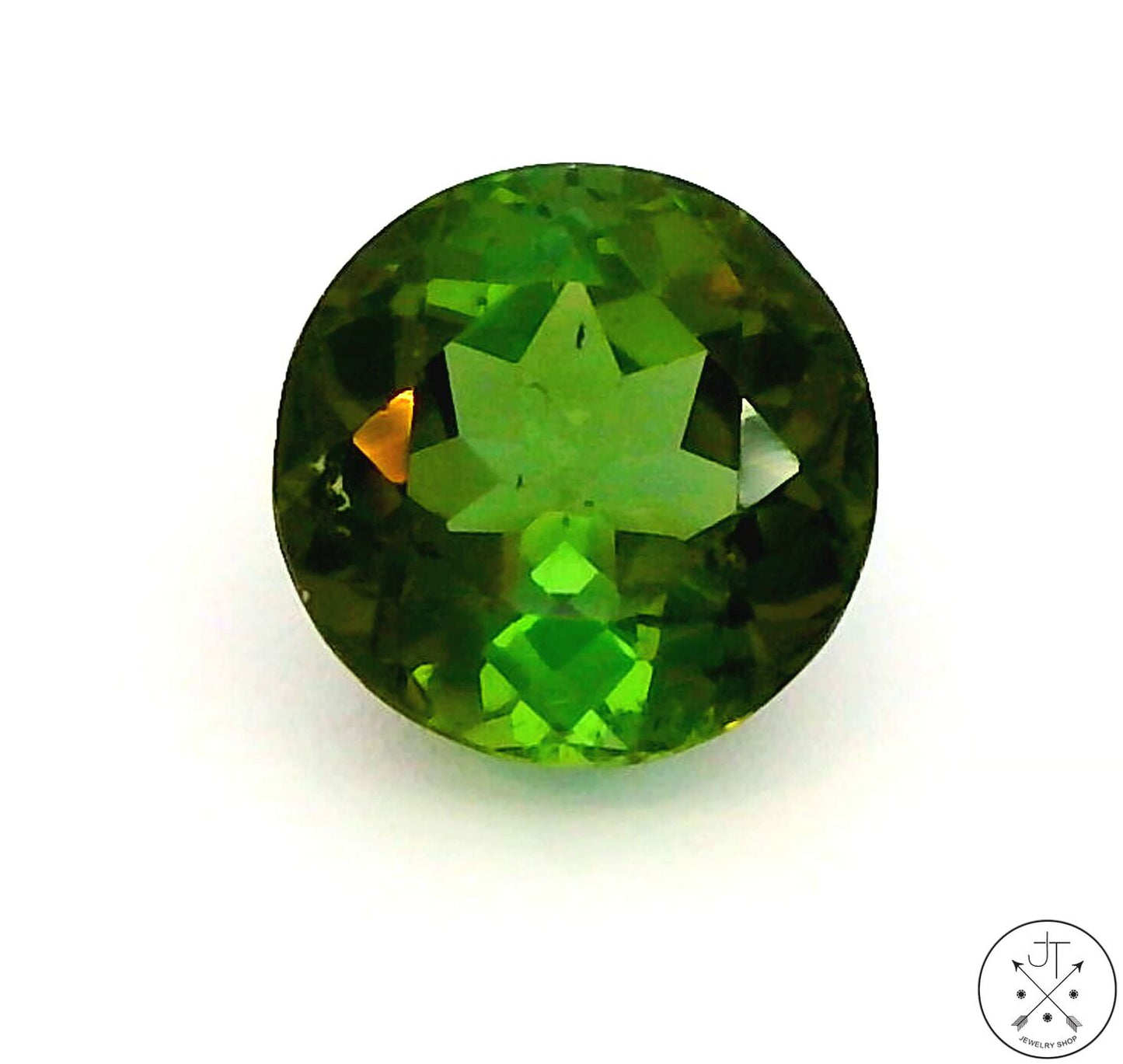 2.22 Carat Natural Green Tourmaline 7.8 mm Round Faceted Gemstone Certified