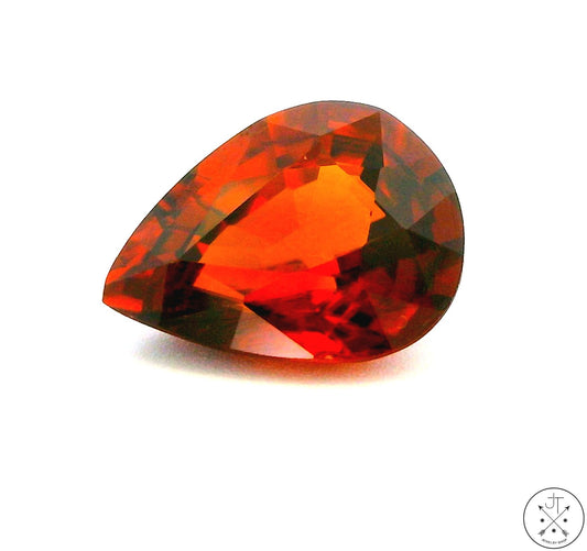 2.74 Carat Natural Orange Zircon 9.7 x 7.5 mm Pear Faceted Gemstone Certified Loose