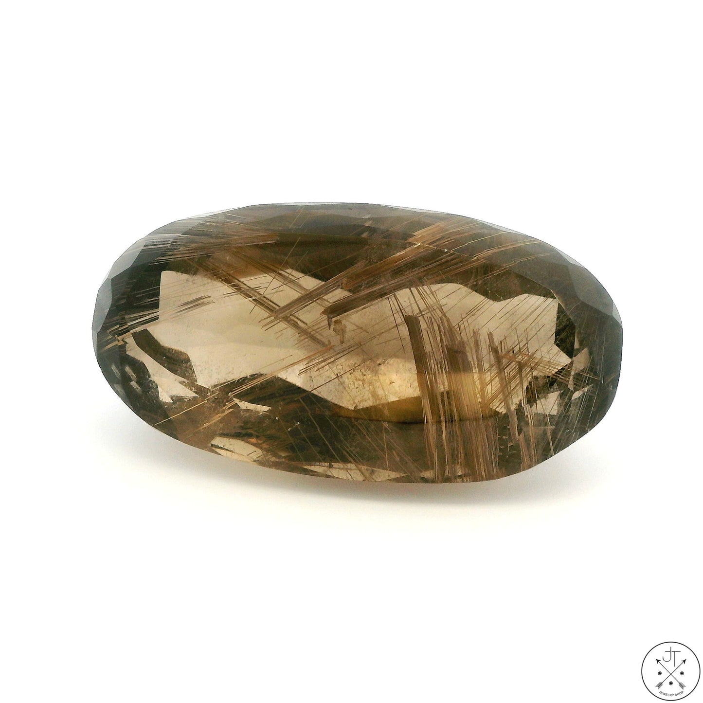 228 Carat Rutilated Smoky Quartz 53 x 28 mm Oval Natural Gemstone