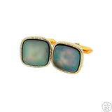 Vintage 14k Yellow and White Gold Cuff Links with Black Mother of Pearl