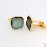 Vintage 14k Yellow and White Gold Cuff Links with Black Mother of Pearl