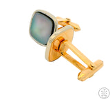 Vintage 14k Yellow and White Gold Cuff Links with Black Mother of Pearl