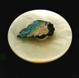 Vintage Indian Chieftain Hand Carved Black Opal Matrix Mother of Pearl Disc