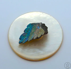 Vintage Indian Chieftain Hand Carved Black Opal Matrix Mother of Pearl Disc