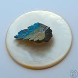 Vintage Indian Chieftain Hand Carved Black Opal Matrix Mother of Pearl Disc