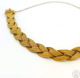 Victorian Etruscan Revival Woven Bracelet 14k 12k and 10k Yellow Gold 7.5 Inch Antique