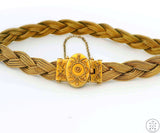 Victorian Etruscan Revival Woven Bracelet 14k 12k and 10k Yellow Gold 7.5 Inch Antique