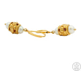 14k Yellow Gold Dangle Earrings with Cultured Pearl Leverback