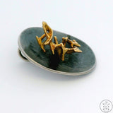 Vintage 18k Yellow Gold and Sterling Silver Pendant Custom Modernist Art High Relief Cast Branches