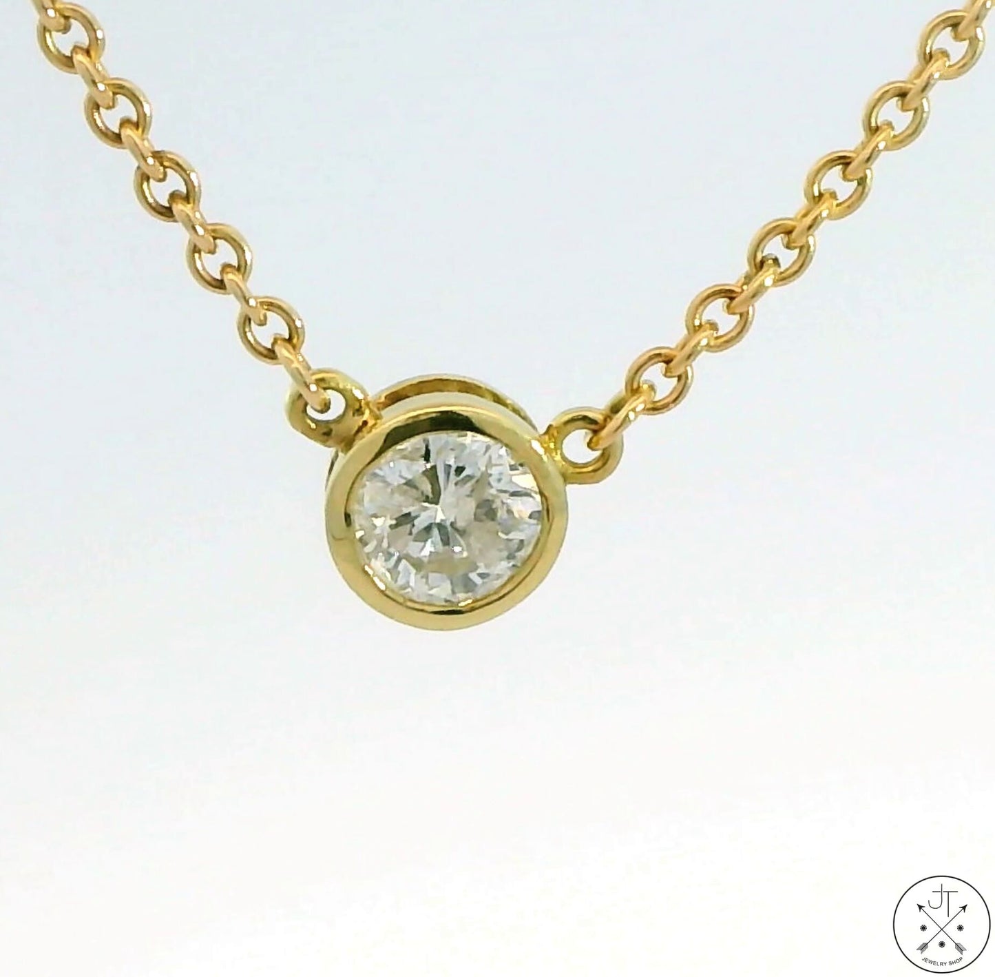 Vintage 10k Yellow Gold 1/2 Carat Diamond Solitaire Pendant Necklace 18 inch By The Yard