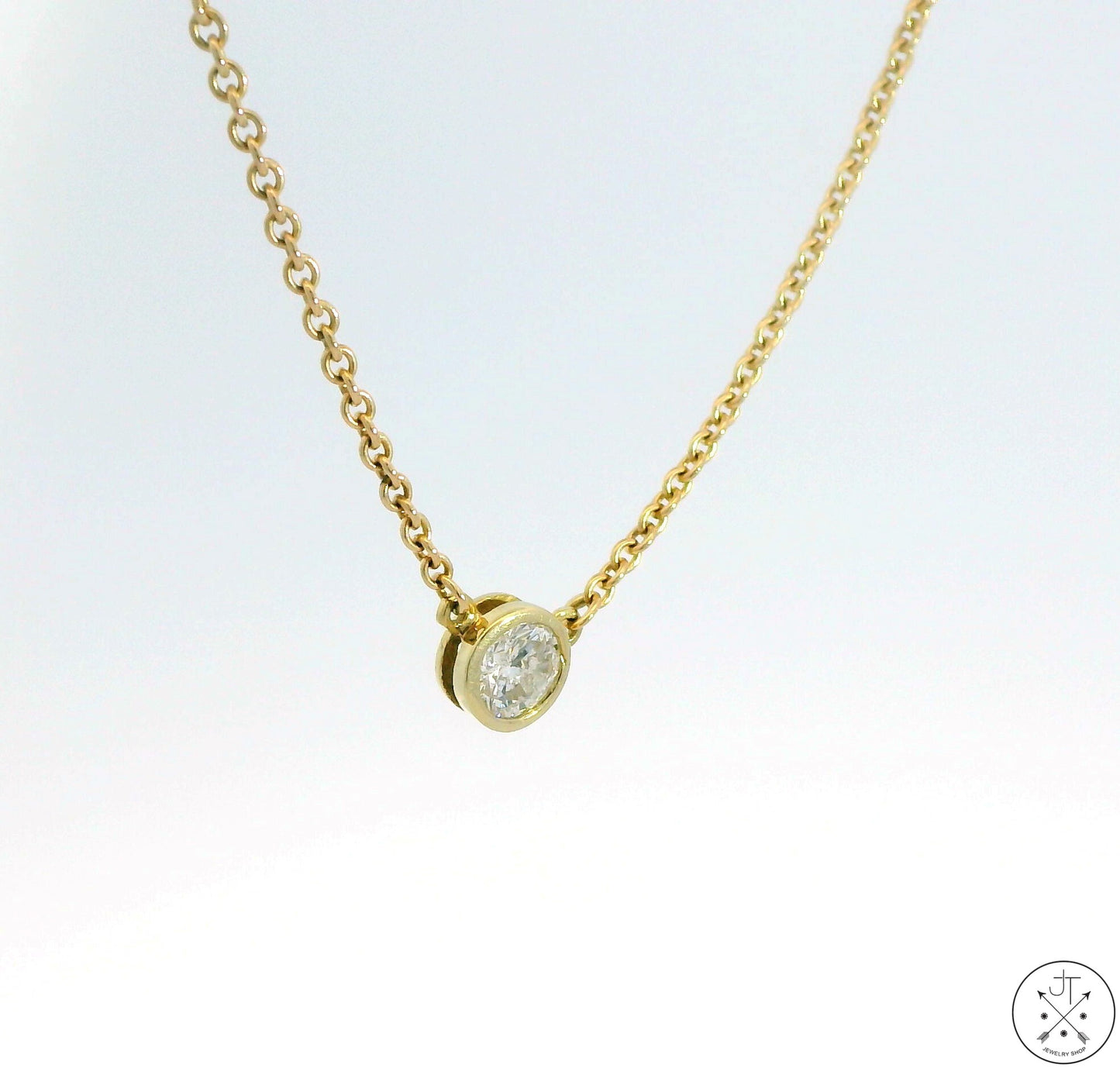Vintage 10k Yellow Gold 1/2 Carat Diamond Solitaire Pendant Necklace 18 inch By The Yard