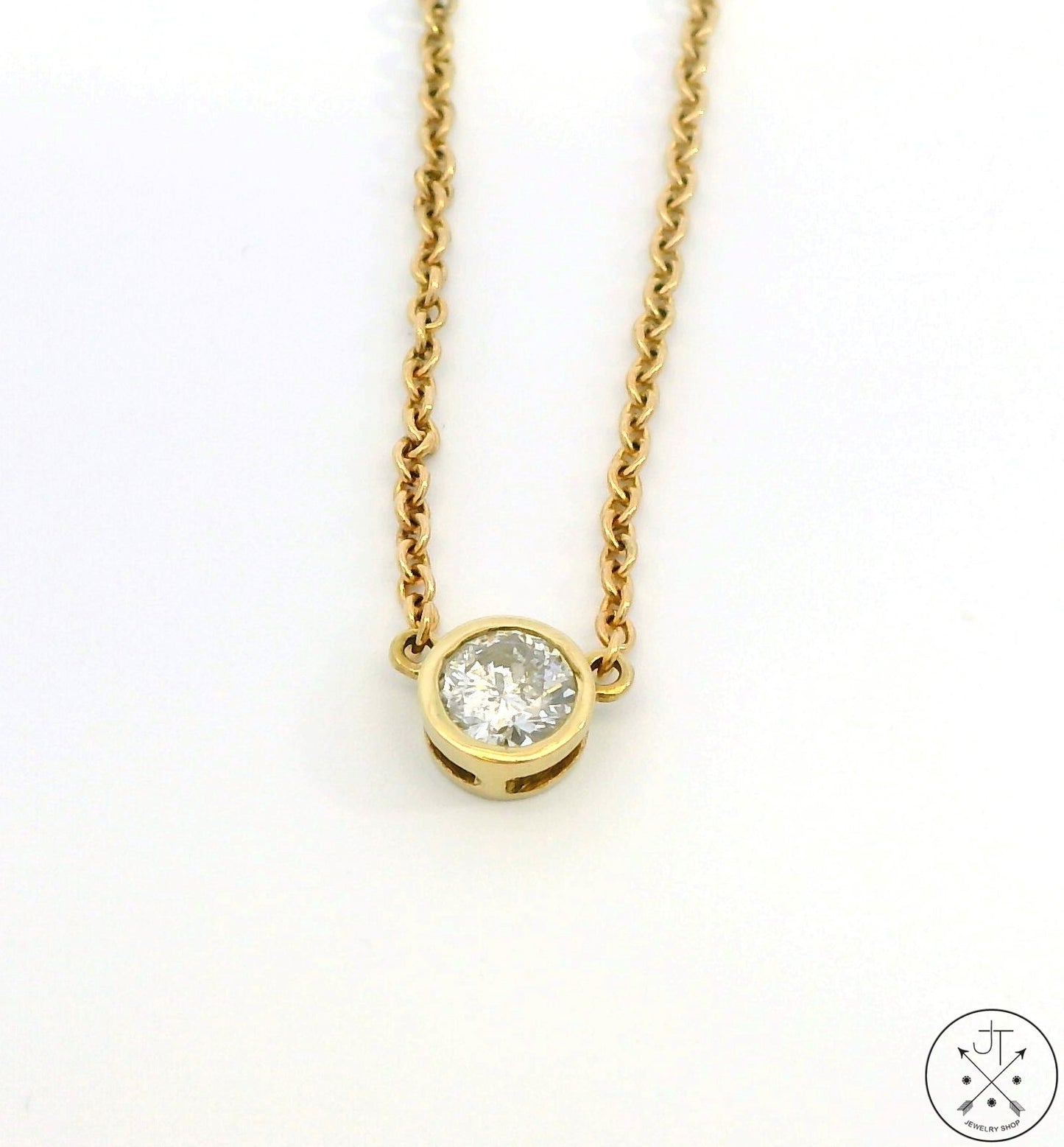 Vintage 10k Yellow Gold 1/2 Carat Diamond Solitaire Pendant Necklace 18 inch By The Yard