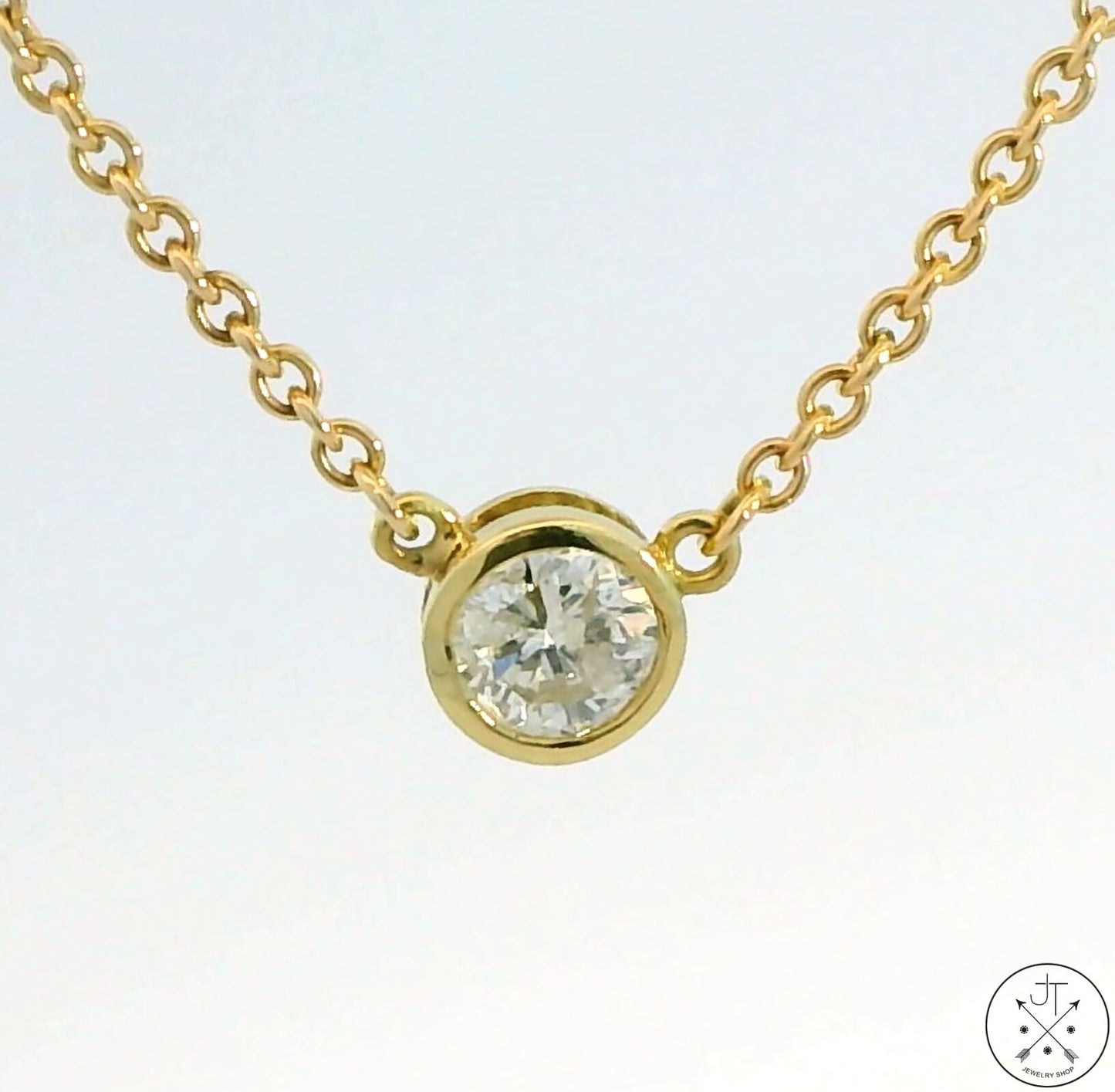 Vintage 10k Yellow Gold 1/2 Carat Diamond Solitaire Pendant Necklace 18 inch By The Yard