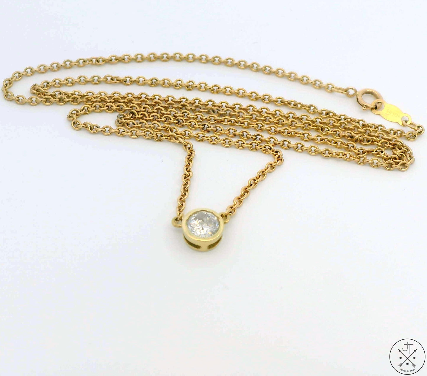 Vintage 10k Yellow Gold 1/2 Carat Diamond Solitaire Pendant Necklace 18 inch By The Yard