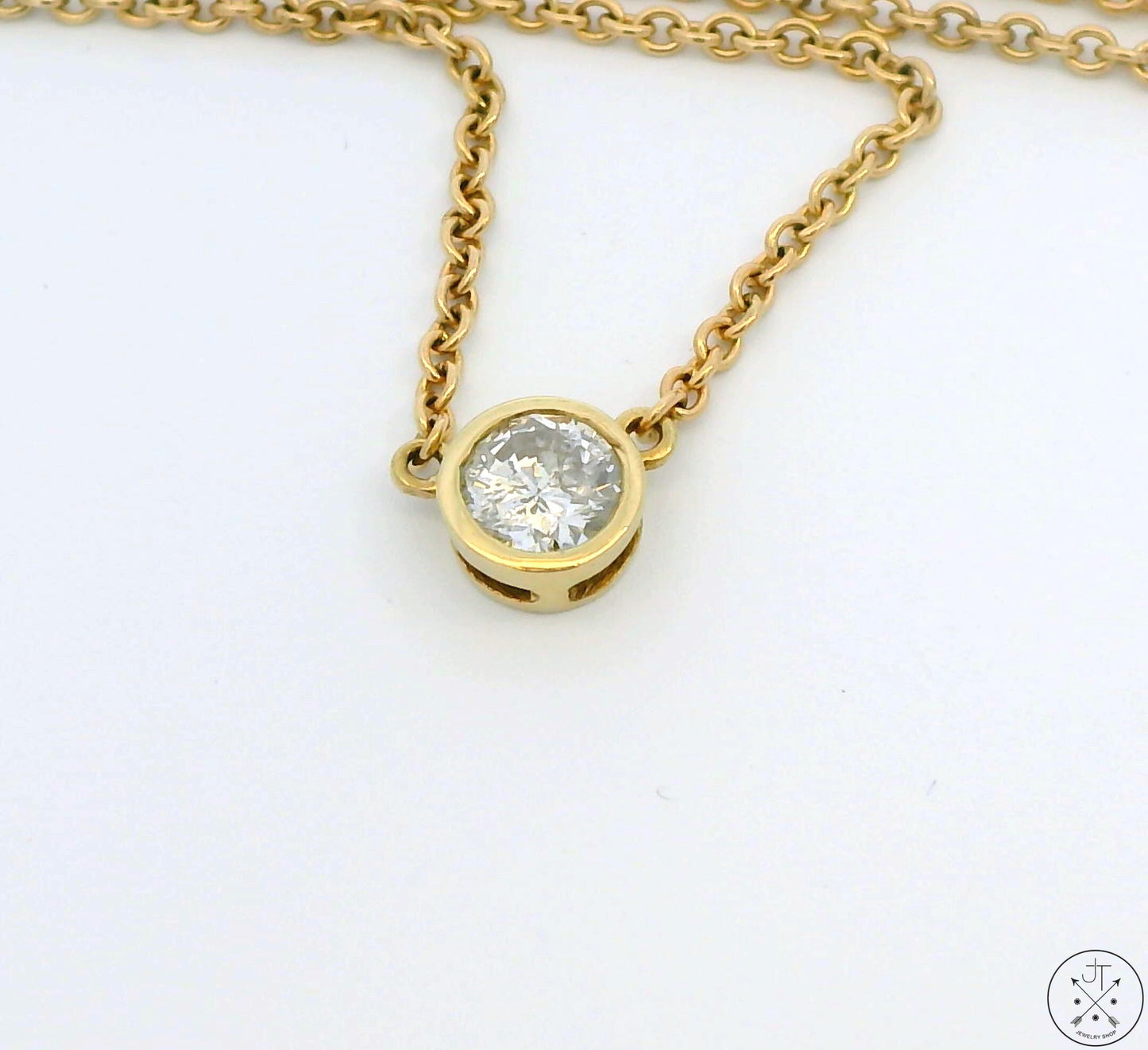 Vintage 10k Yellow Gold 1/2 Carat Diamond Solitaire Pendant Necklace 18 inch By The Yard