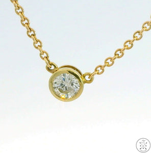 Vintage 10k Yellow Gold 1/2 Carat Diamond Drop Pendant Necklace 18 inch By The Yard