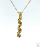 New 10k Yellow Gold Diamond Journey Pendant Necklace 18 inch