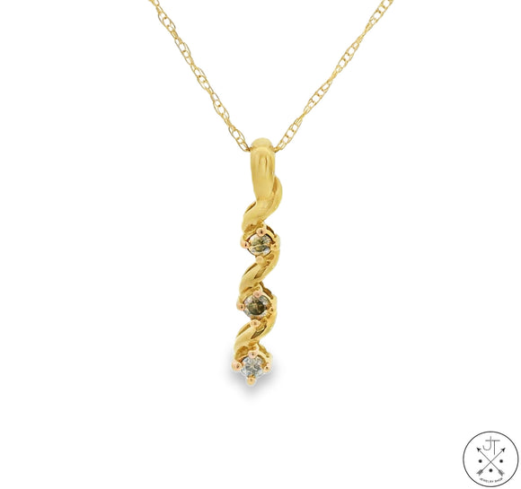 New 10k Yellow Gold Diamond Journey Pendant Necklace 18 inch