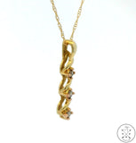 New 10k Yellow Gold Diamond Journey Pendant Necklace 18 inch