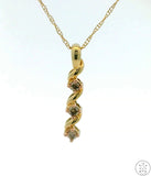 New 10k Yellow Gold Diamond Journey Pendant Necklace 18 inch