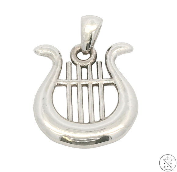 Custom 14k White Gold David's Lyre Harp Pendant