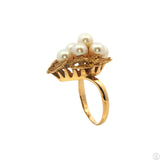 Mikimoto Vintage 14k Yellow Gold Cluster Ring with Pearls Size 7.5