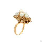 Mikimoto Vintage 14k Yellow Gold Cluster Ring with Pearls Size 7.5