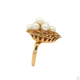 Mikimoto Vintage 14k Yellow Gold Cluster Ring with Pearls Size 7.5
