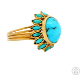 Vintage 18k Yellow Gold Statement Ring with Turquoise Size 7.25 Custom