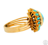 Vintage 18k Yellow Gold Statement Ring with Turquoise Size 7.25 Custom