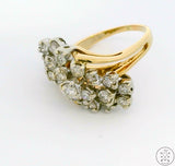 Vintage 14k Yellow Gold Ring with 1.5 ctw Diamonds Size 7 Waterfall Cluster