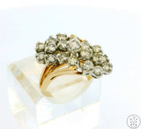 Vintage 14k Yellow Gold Ring with 1.5 ctw Diamonds Size 7 Waterfall Cluster