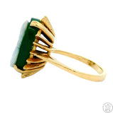 Vintage 14k Yellow Gold Green Agate Hardstone Cameo Ring Size 5.75 Estate