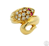 Vintage 18k Yellow Gold Ring with Turquoise and Pink Sapphire Size 7.5