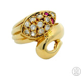 Vintage 18k Yellow Gold Ring with Turquoise and Pink Sapphire Size 7.5