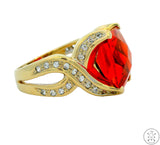 14k Yellow Gold Fashion Ring with Orange Sapphire and White Topaz Size 9