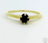 Vintage 14k Yellow Gold Solitaire Ring with Blue Sapphire Size 6.5