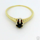 Vintage 14k Yellow Gold Solitaire Ring with Blue Sapphire Size 6.5