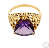 10k Yellow Gold Fashion Ring with Amethyst Size 10.5